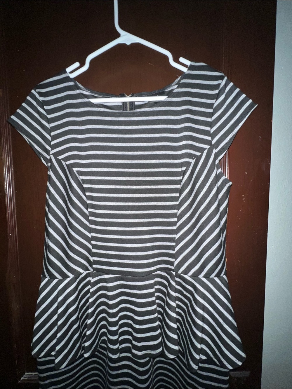 Wallflower Black and White Striped Peplum Midi Dress